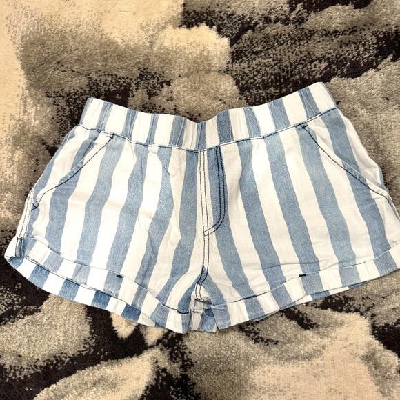 REWASH Blue White Striped Pull-On Shorts Cuffed Hem Elastic Waistband Size Large - Picture 1 of 7